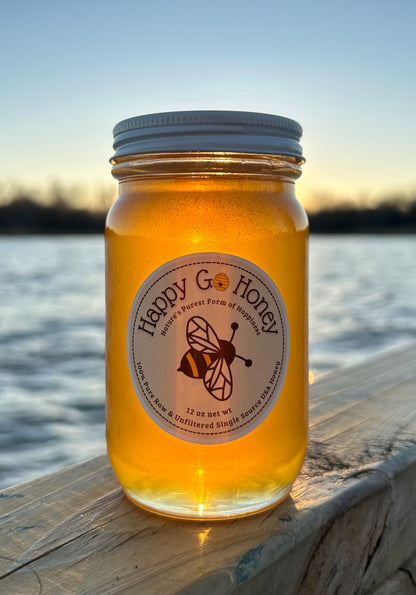 12 oz net weight Raw Unfiltered Single Source USA Honey